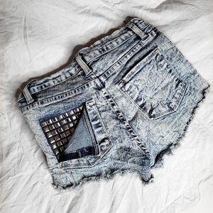 Studded Stretchy Jean Booty Shorts